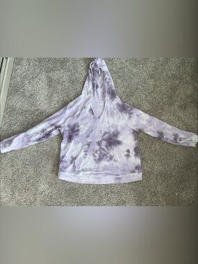 Women's Lavender Tie-Dye V-Neck Sweater Hoodie